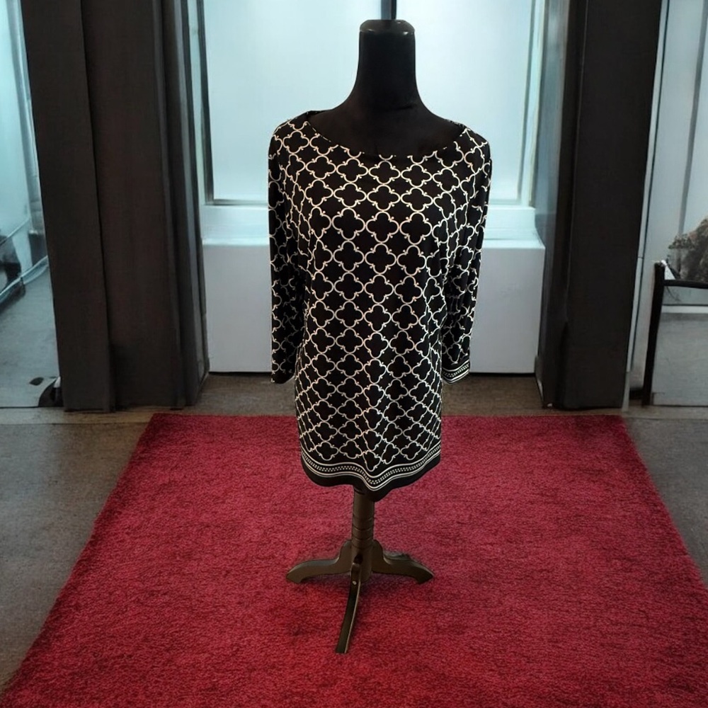 Charter Club Black and White Patterned Blouse‎